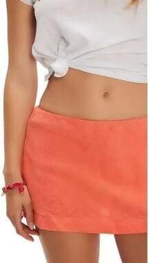 Free People Free-est Orange Linen Blend Mini Skirt - Size M Summer chic